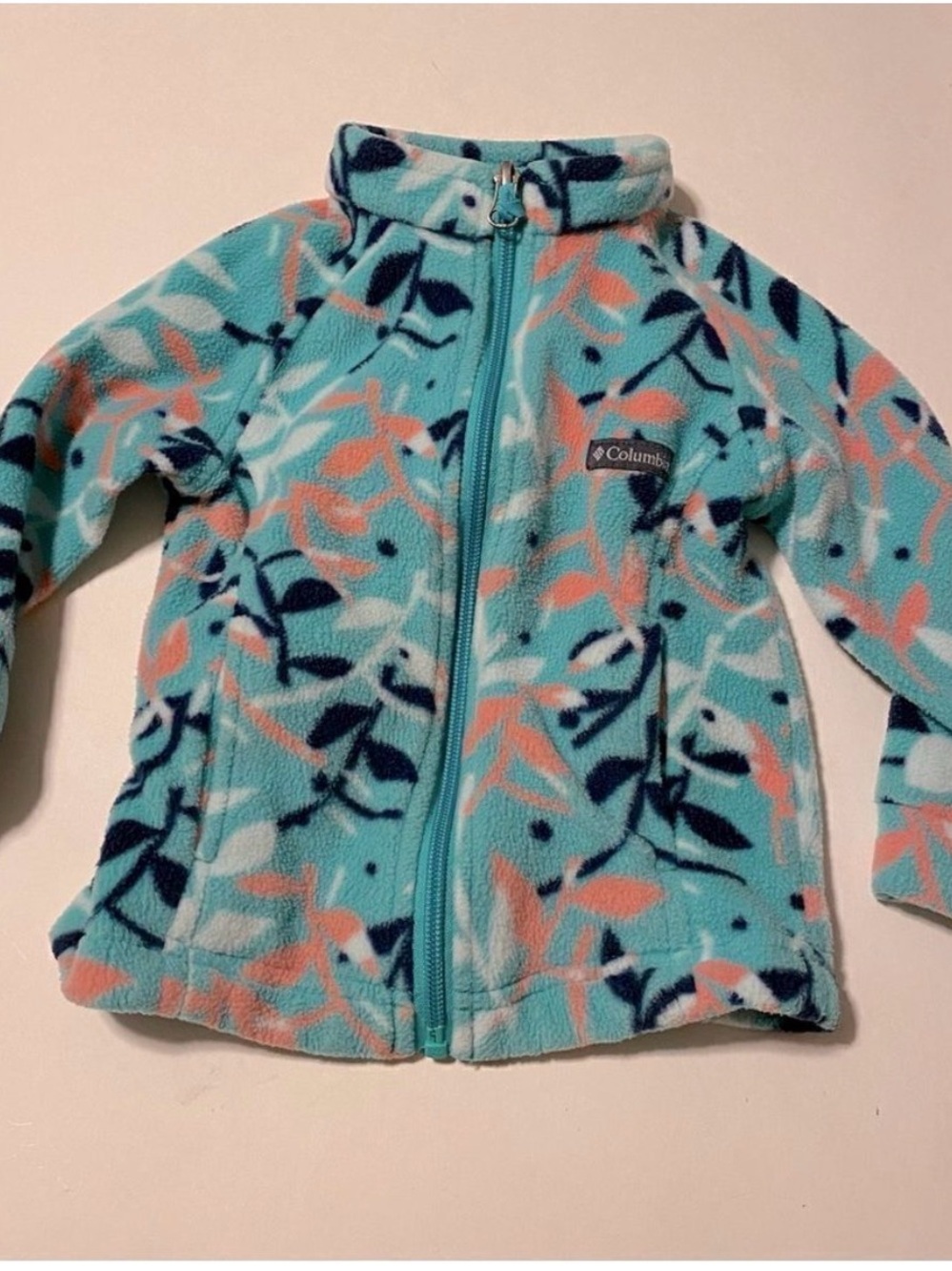 Columbia Girls' Turquoise Floral-Print Fleece Jacket